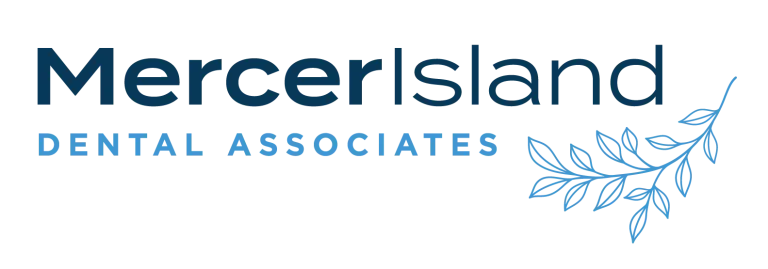 The image shows a logo with text that reads MERCERS ISLAND DENTAL ASSOCIATES followed by an emblem, and below it, there s another line of text stating MERCERS ISLAND.